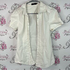 LiliBleu button up tshirt tee white Cream Short Sleeve Blouse